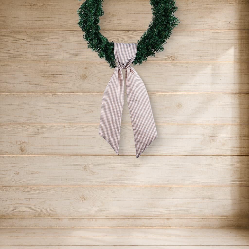 Brown Gingham Wreath Bow Set by [Brand Name] - 2 Pack Door Decoration | 5.12” Wide x 54.33” Each for Thanksgiving