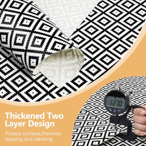 Qianglive Non-Slip Drawer Shelf Liner, 12 in x 10 FT, Black and White