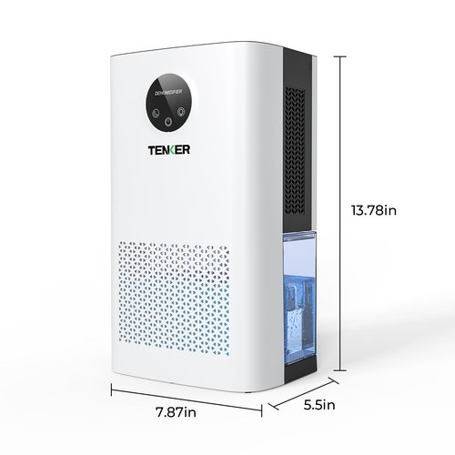 TENKER Dehumidifier for Home, 77 OZ Water Tank (1000 sq.ft) Dehumidifiers, Quiet Dehumidifier with Sleep Mode, Auto Shut Off, 7-Color LED Light for Closet Bedroom Bathroom Basement RV, White