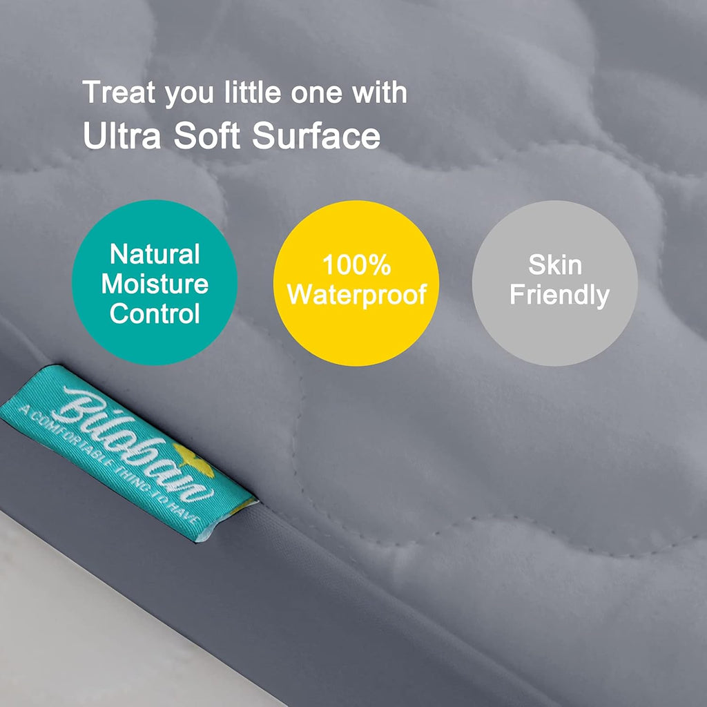 Regine Switzerland Crib Mattress Protector Sheets - 2 Pack Waterproof & Noiseless | 52" x 28" White & Gray