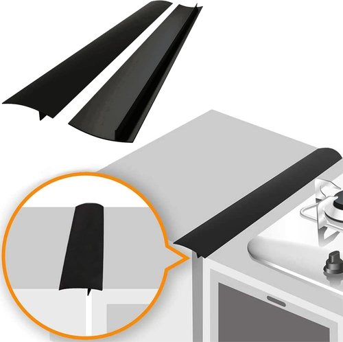 Linda’s Essentials Silicone Stove Gap Covers - Heat Resistant Oven Gap Filler Seals (2 Pack, 21 Inches, Black)