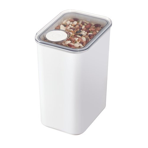 iDesign Recycled Plastic Large Dry Goods Kitchen Canister with Airtight Lid – 6.34" L x 4.79” W x 8.78” H, White