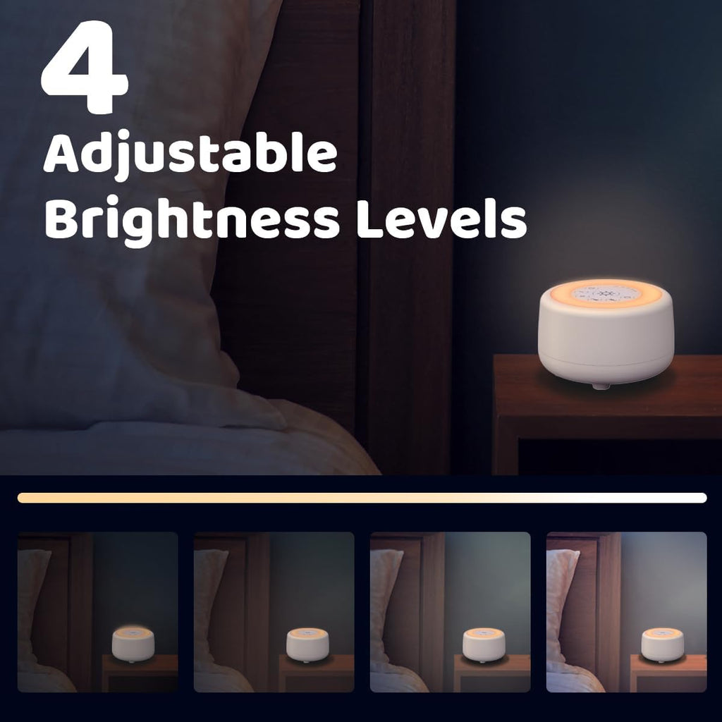 Sleepbox White Noise Machine - 25 Soothing Sounds & 10 Color Night Light | 4 Brightness Levels, 32 Volume Levels, Timer & Memory Function for All Ages