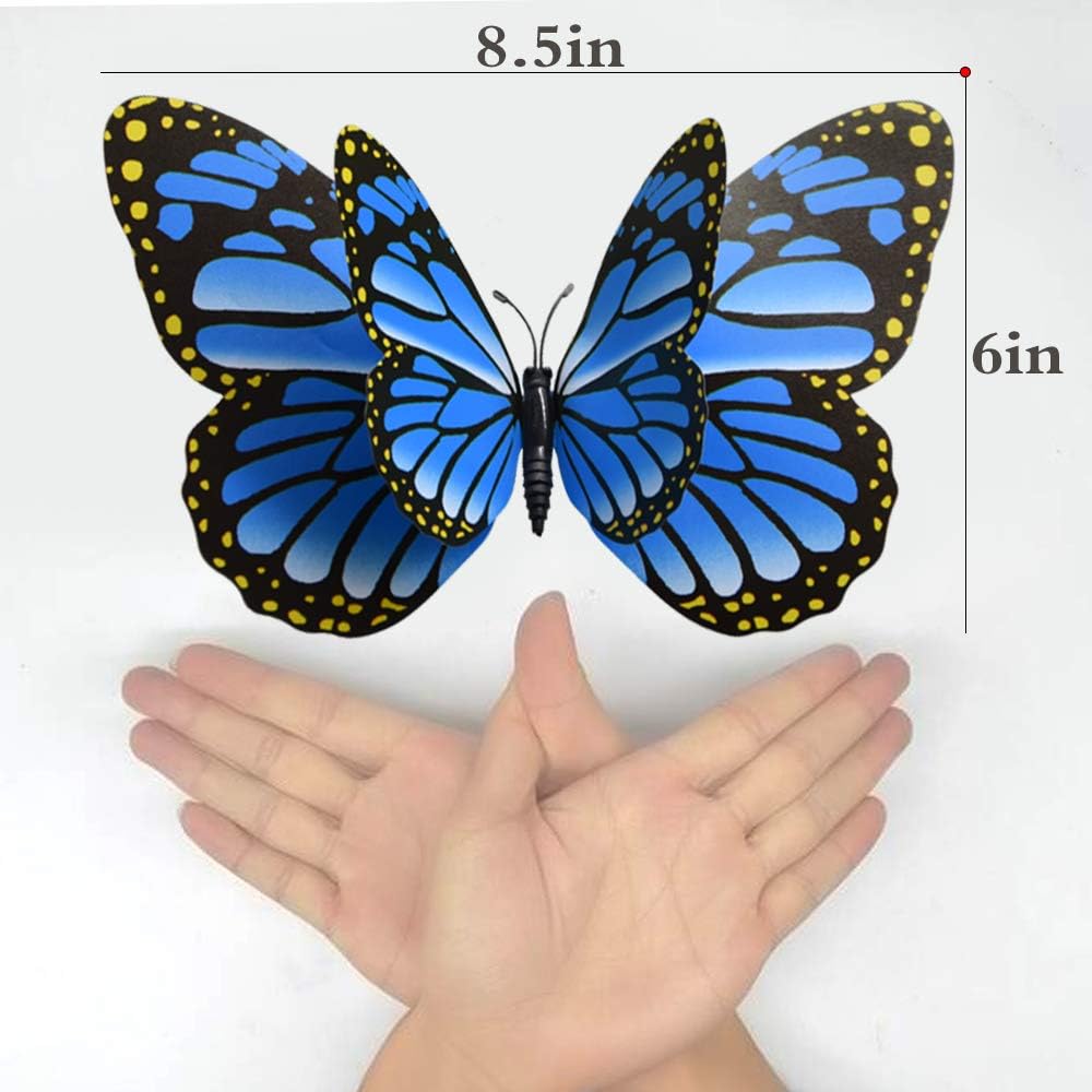 Skiennix 12PCS Giant Butterfly Wall Stickers - 3D Removable Decor for Kids' Rooms & Parties