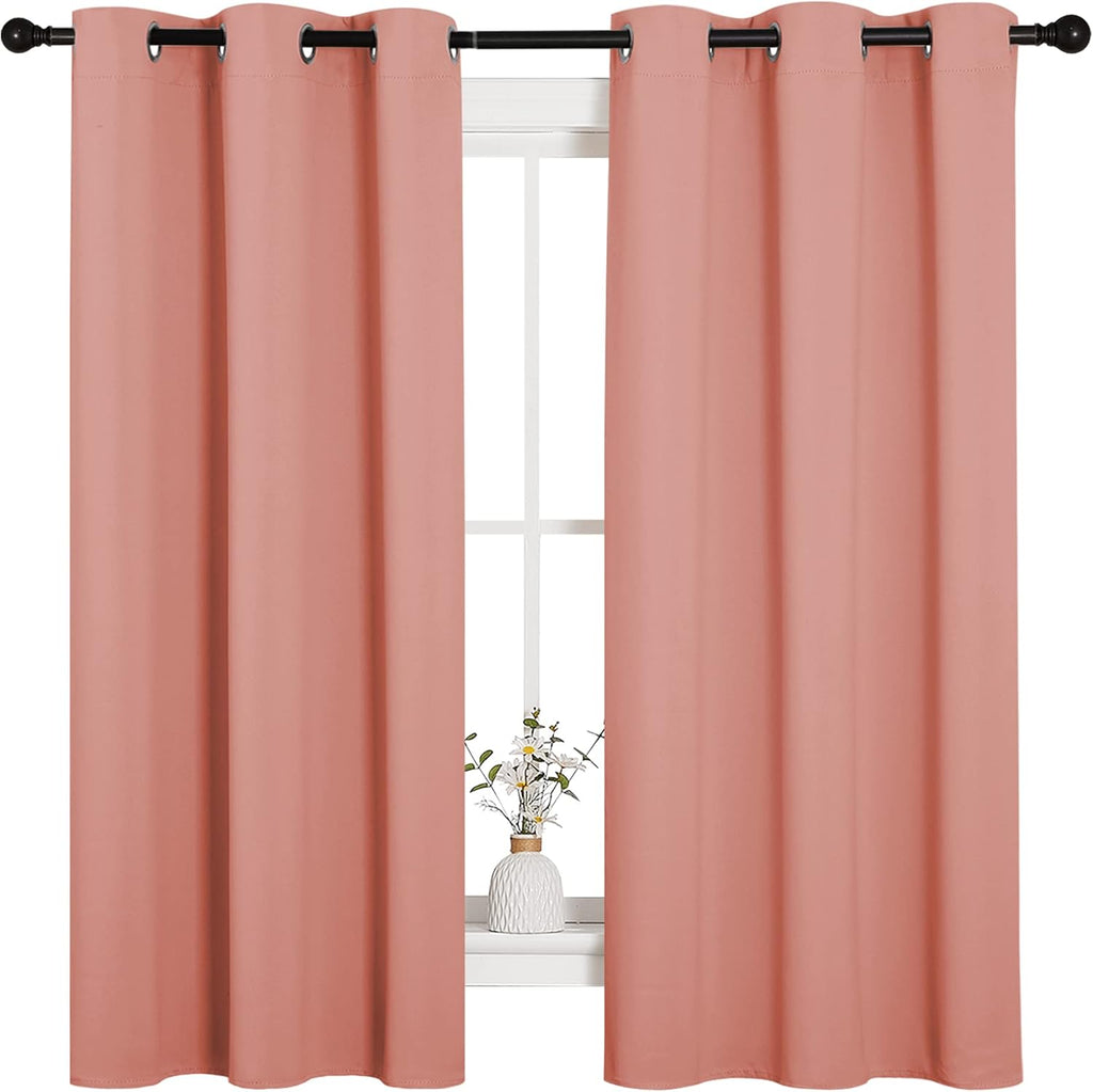 NICETOWN Grommet Blackout Curtains - Light Blocking Draperies for Bedroom & Nursery | Coral, 2 Panels (W42 x L63)