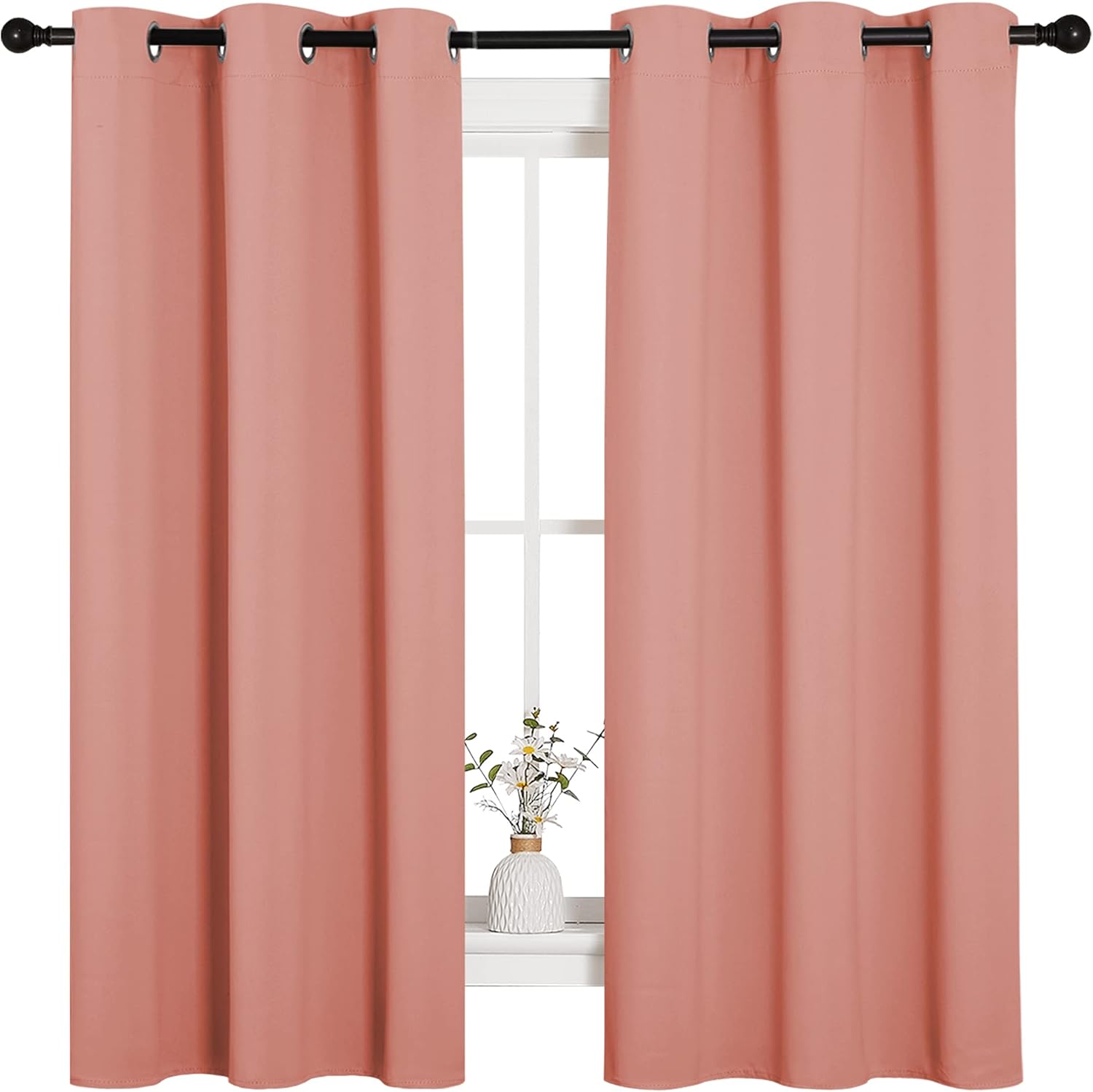 NICETOWN Grommet Blackout Curtains - Light Blocking Draperies for Bedroom & Nursery | Coral, 2 Panels (W42 x L63)