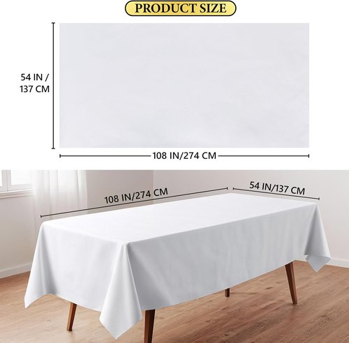 10 Pack White Disposable Tablecloths - Waterproof Plastic Rectangle Covers | 54x108 Inches for Parties & Events