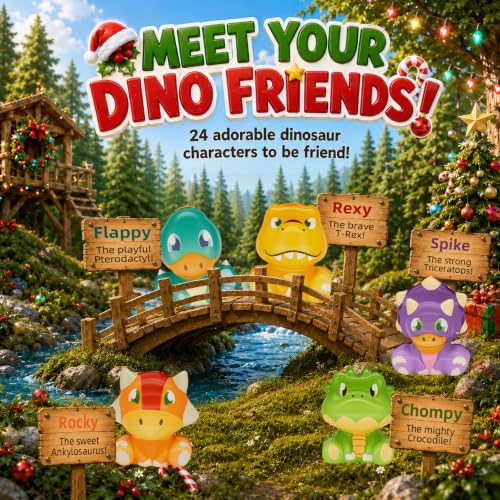 Green Dinosaur Advent Calendar 2026 - 24 Days of Squishy Toy Surprises