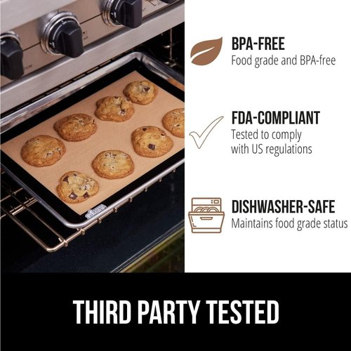 GORILLA GRIP Reusable Nonstick Silicone Baking Mats - 2PK Oven Safe Cookie Sheet Liners | Easy Clean, 11.75x8.25 Black