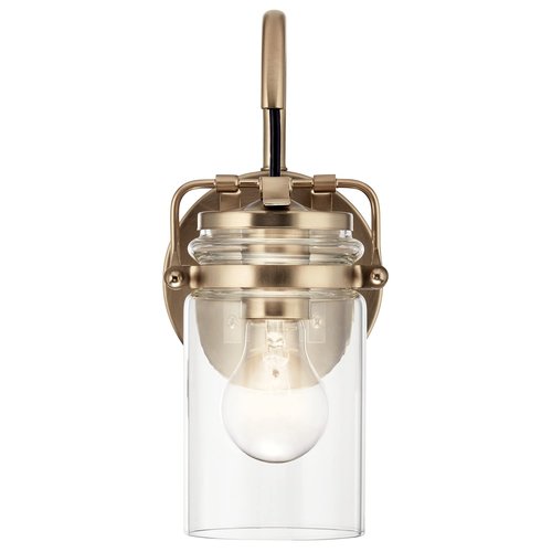 KICHLER Brinley 11.5" 1 Light Wall Sconce with Clear Glass Brushed Nickel