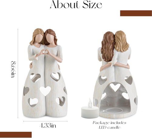 Candeldo Sister Birthday Gifts - Unique Candle Holder Figurine for Women | Meaningful Home Decor