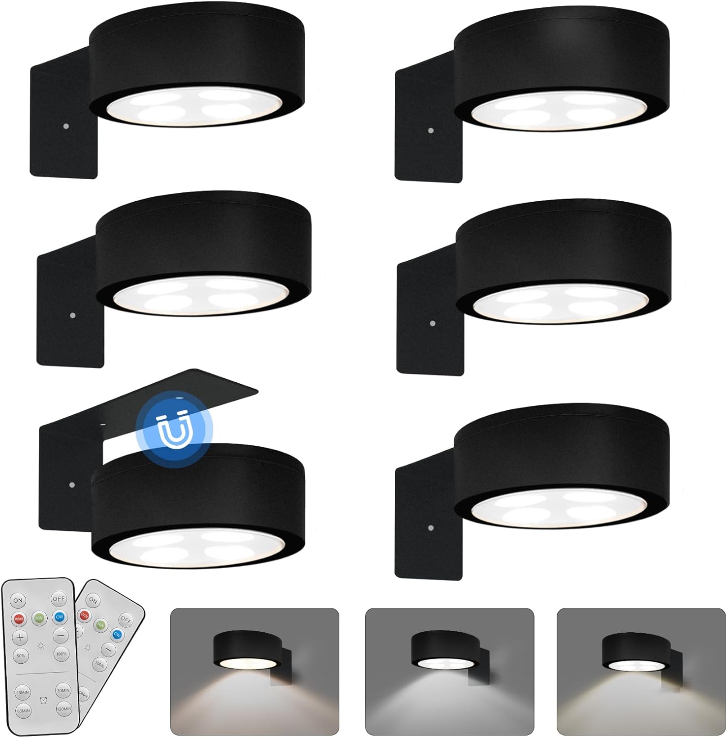 Skiennix 6-Pack Battery Operated Picture Lights - Magnetic Art Display with Remote & Dimmable Timer