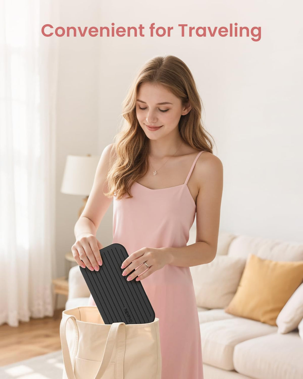 RENPHO Portable Rechargeable Scale for Body Weight, Travel Weight Scale with Travel Makeup Mirror, Slide-Out LED Display, Digital High Accurate Scale for Traveling, 400lbs, Core Go, 8.98" x 5.28"