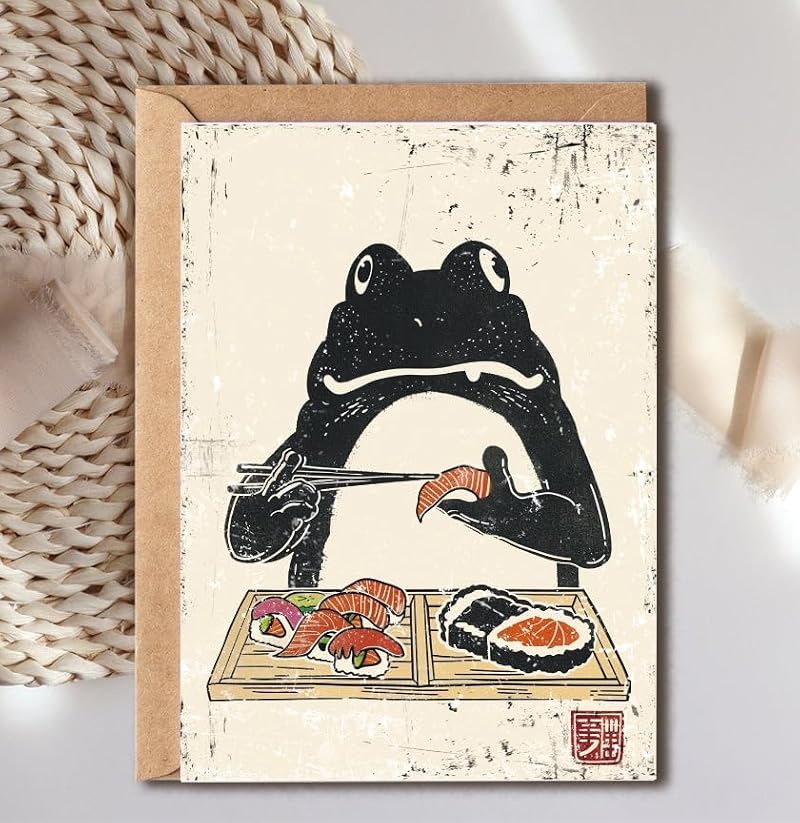Sushi Ezen Frog Birthday Card | 5x7 Premium Card for Sushi Lovers