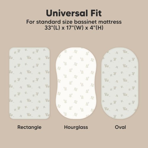 Elly 2-Pack Organic Bassinet Sheets | 100% Cotton Fitted Sheets for Halo, Graco & Chicco