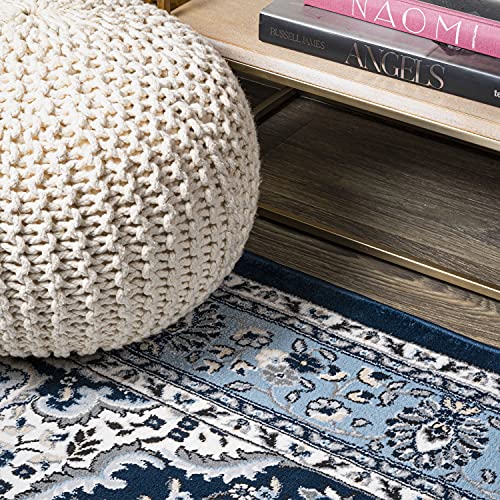 JONATHAN Y Palmette Modern Floral Navy/Blue Runner Rug, 2x10, Vintage, Bohemian, Easy-Cleaning for Living Room, Bedroom, Kitchen, Pet Friendly, Non-Shedding (MDP503D-210)