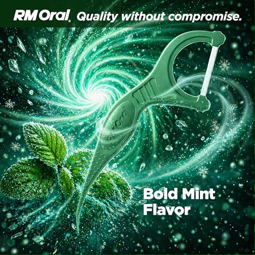 RM Oral Boldly Mint Dental Flossers 90 Count Shred-Resistant Picks