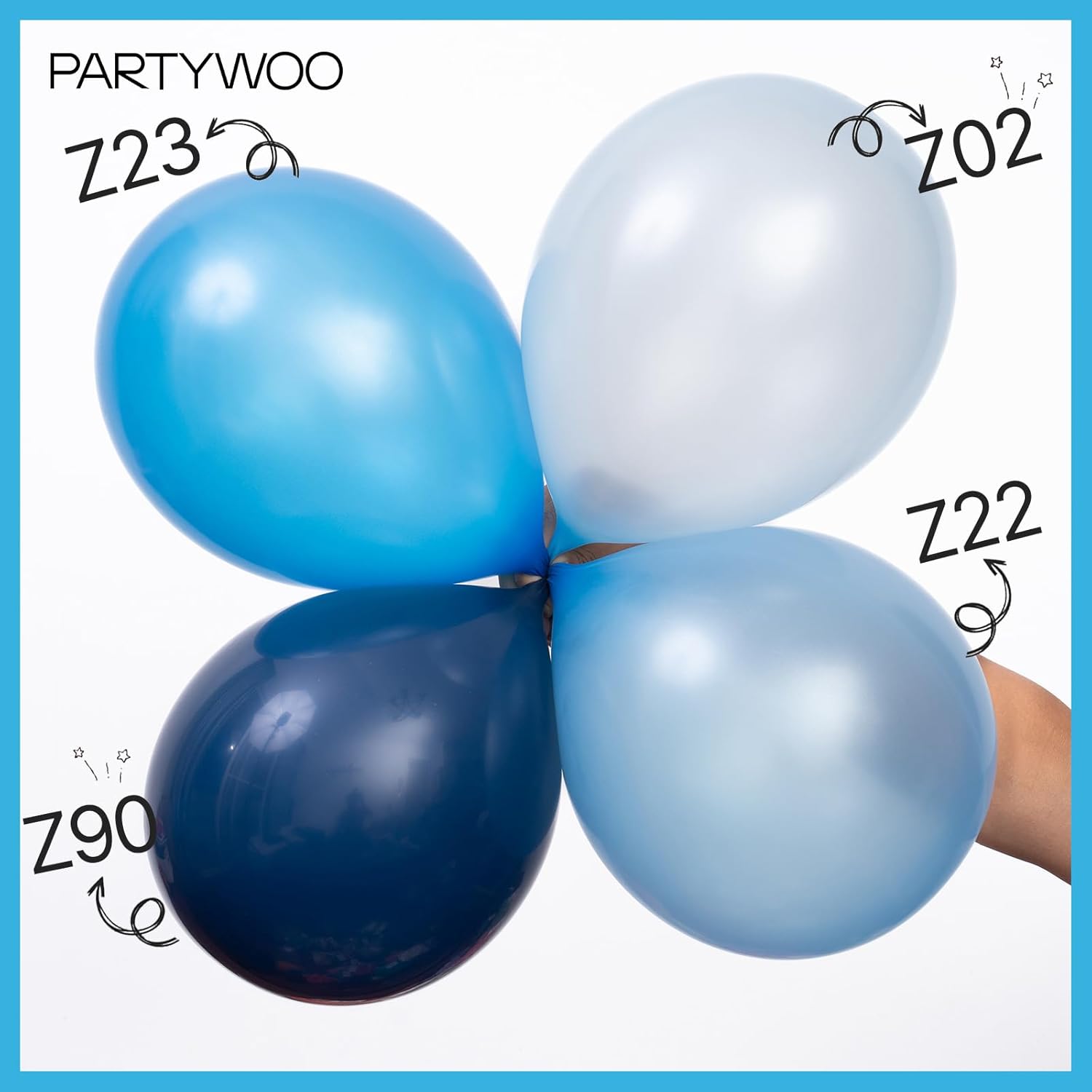 PartyWoo Pearl Blue Balloons - 140-Piece Sky Blue Latex Balloon Arch Kit for Graduation & Birthday Decor