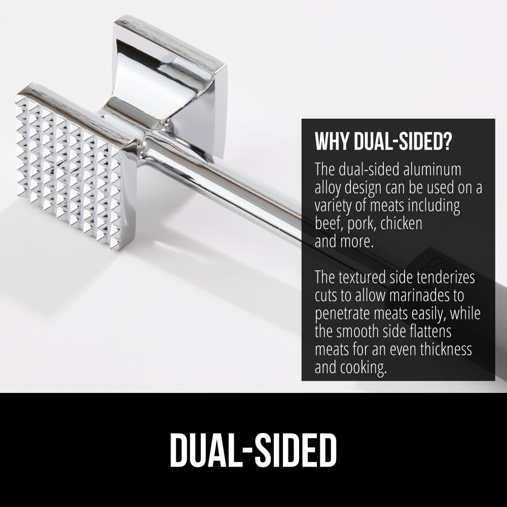 GORILLA GRIP BPA-Free Patented Dual-Sided Meat Tenderizer Tool, Soft Comfortable Handle with Hanging Hole, Heavy Duty Kitchen Mallet for Steak Beef Fish, Chicken Cutlet Pounder, Dishwasher Safe, Black