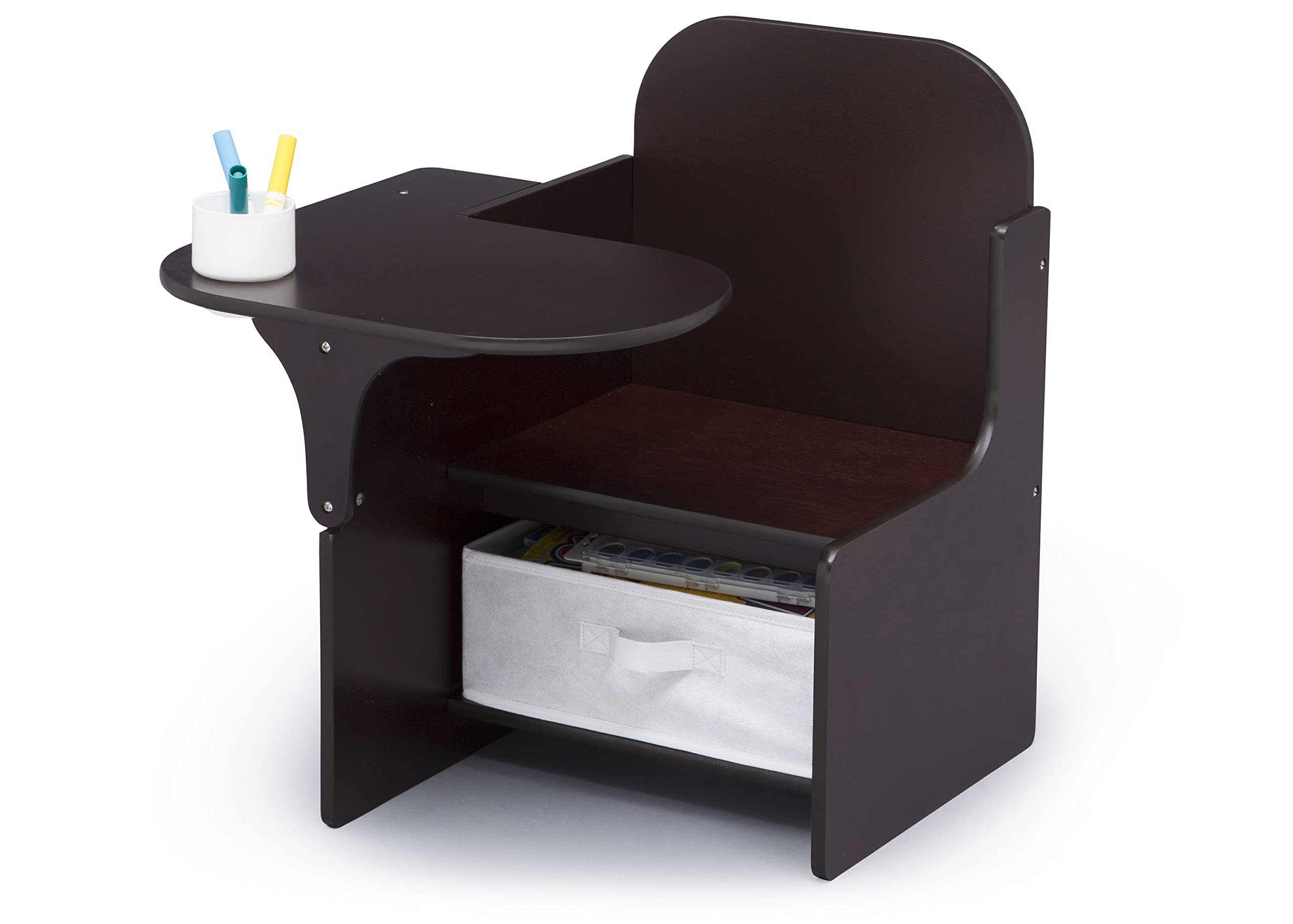 Delta Children MySize Chair Desk with Storage Bin + MySize Deluxe Toy Box, Dark Chocolate (Bundle)