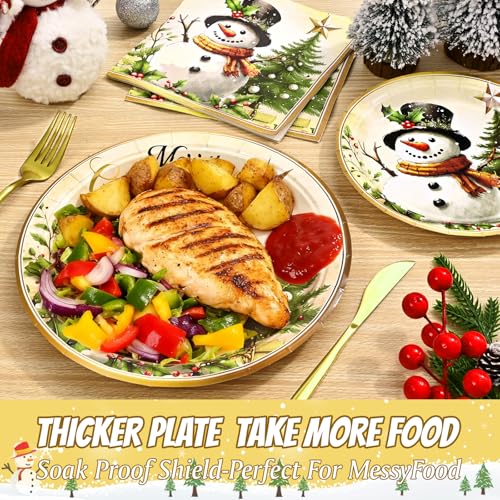 Christmas Disposable Plates and Napkins Party Set - Snowman & Tree Design