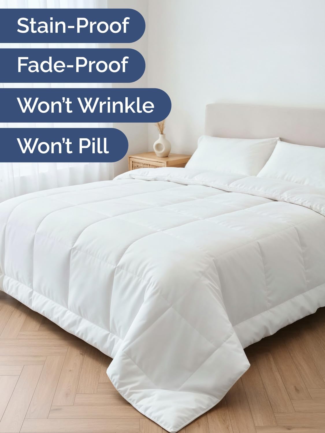 Regine Switzerland Cal King Size White Alternative Down Comforter - Warm, Lightweight & Breathable All-Season Bedding
