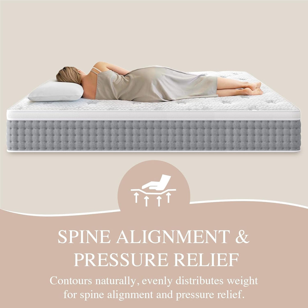 Sleepmax Queen Mattress - 14 Inch Hotel-Collection Hybrid for Pain Relief & Cooling Gel | CertiPUR-US, 365-Night Trial