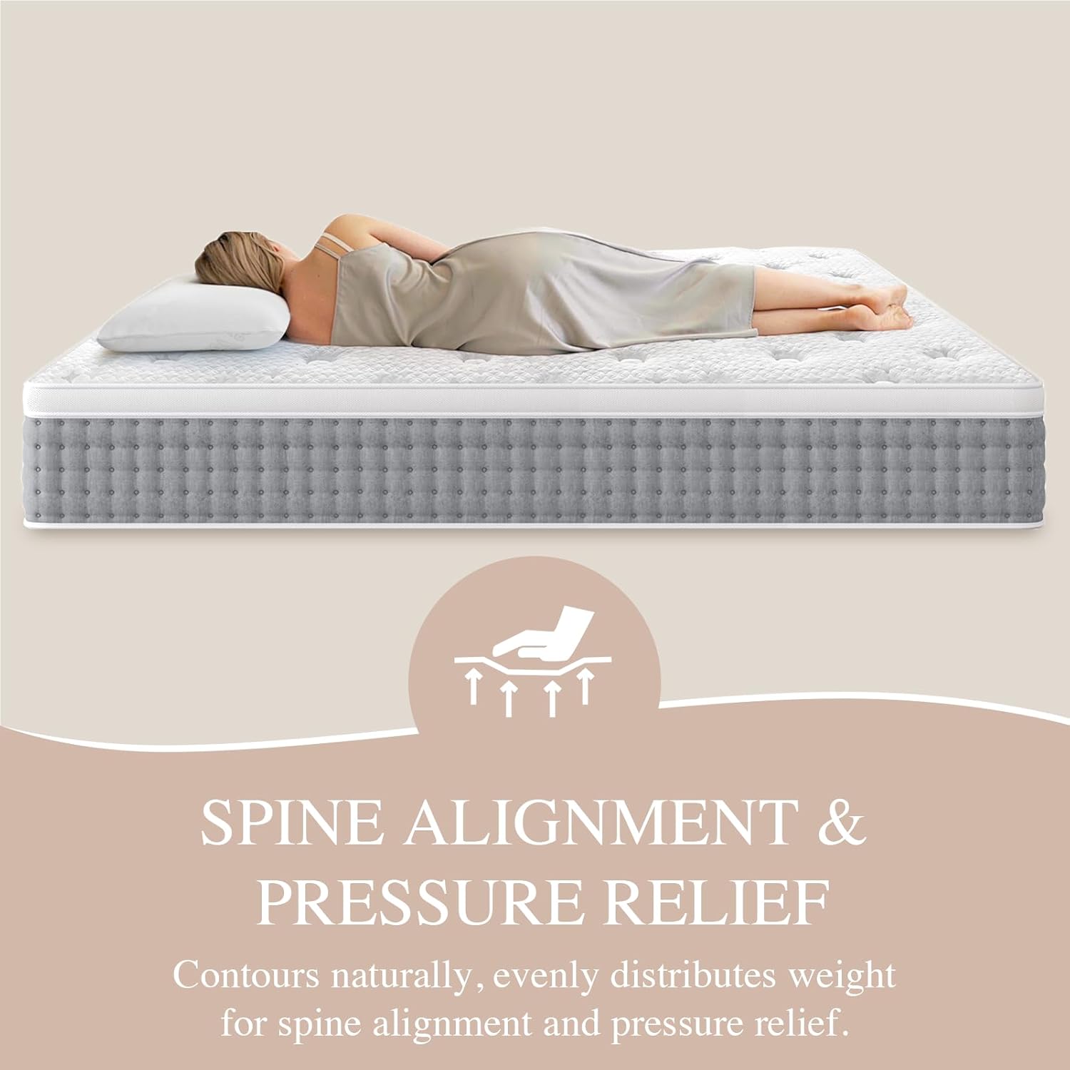 Sleepmax Queen Mattress - 14 Inch Hotel-Collection Hybrid for Pain Relief & Cooling Gel | CertiPUR-US, 365-Night Trial