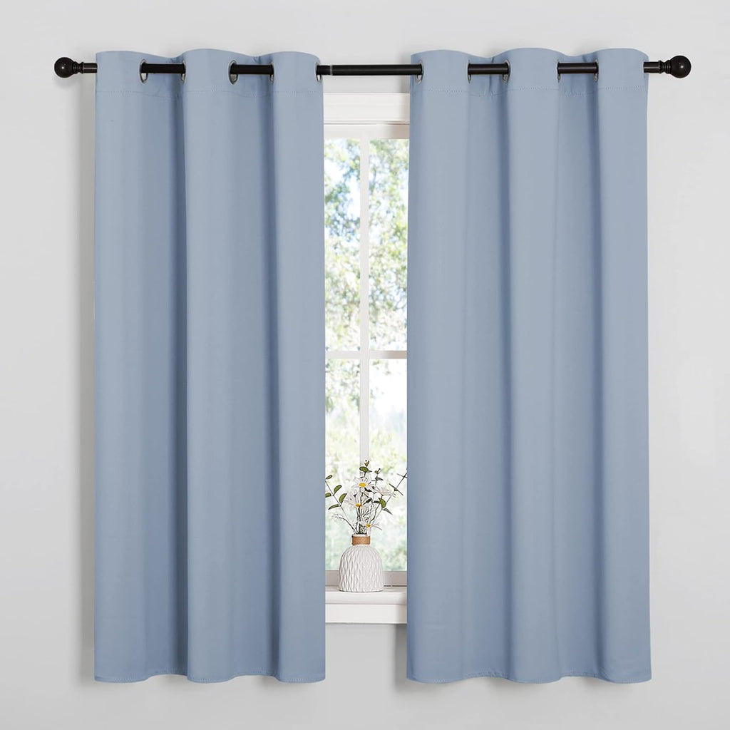 NICETOWN Vintage Blue Blackout Curtains - Thermal Insulated Drapes for Small Windows | 45" Length, 34" Wide, 2 Panels