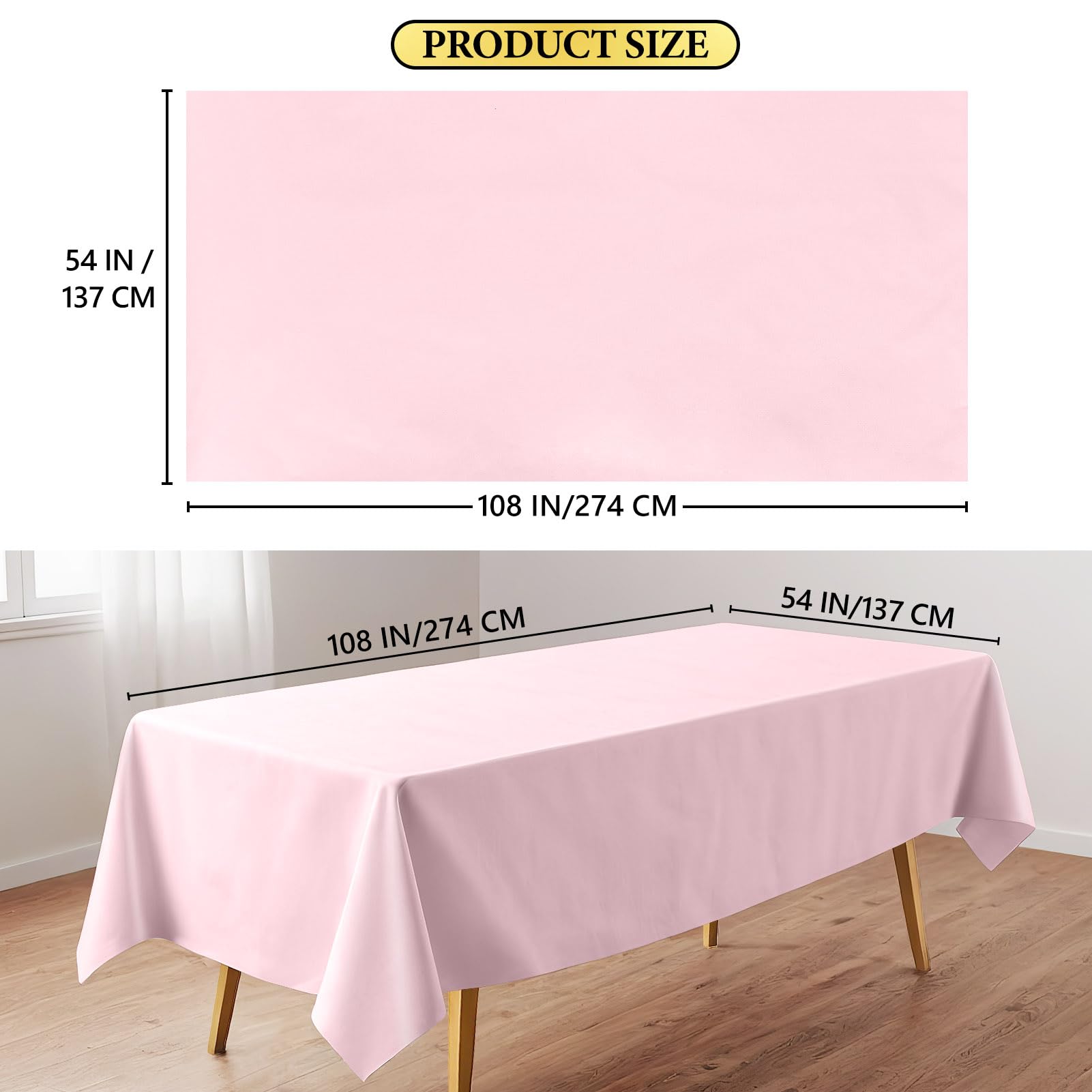 FAGNBED 10 Pack Light Pink Disposable Tablecloth, 54×108 Inches Waterproof Plastic Rectangle Table Cover, Leakproof & Sturdy Table Cloth for Valentines, Mother’s Day, Birthday Party Decoration