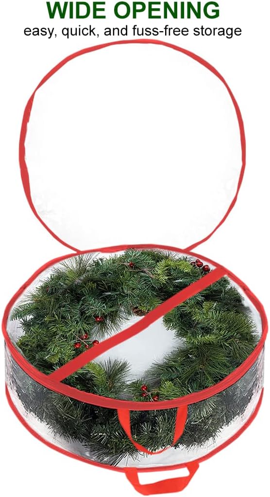 ProPik Christmas Wreath Storage Bag - Waterproof 36" Clear PVC Container - 2 Pack for Holiday Decor