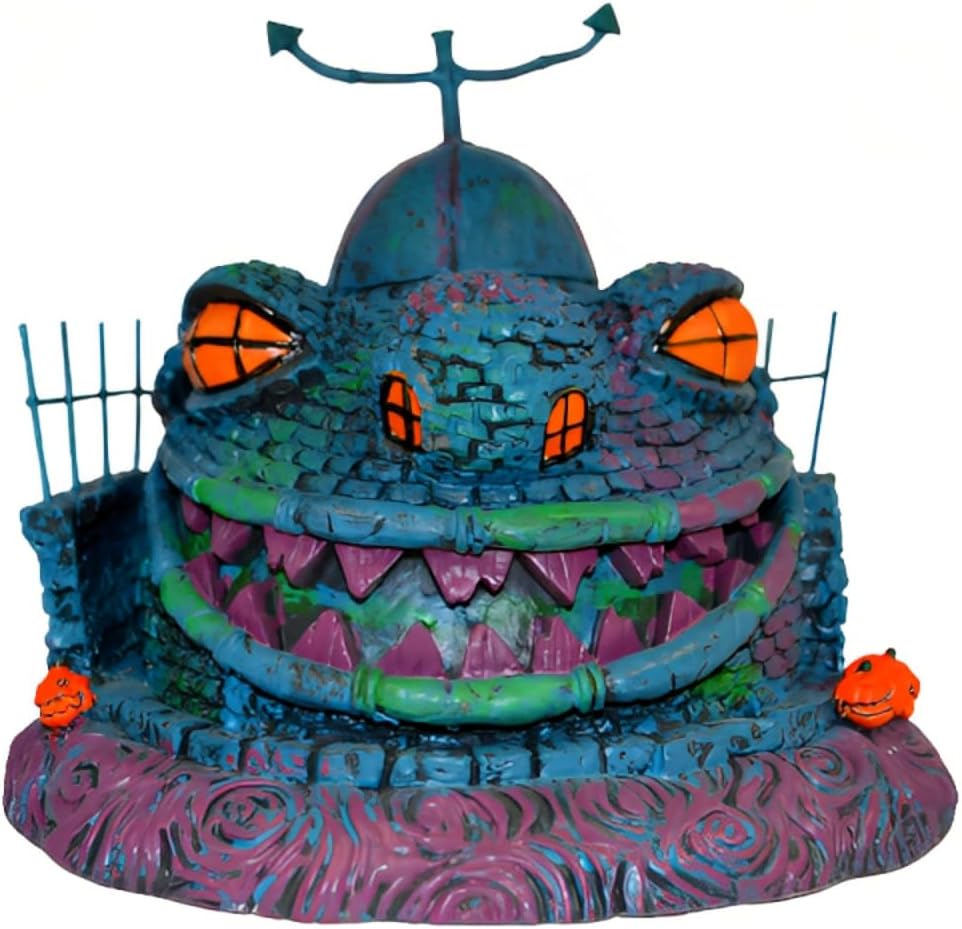 Bradford Exchange | Tim Burton's Nightmare Before Christmas Clown House Figurine - Handcrafted, Glows Under Black Light, 7 Inches