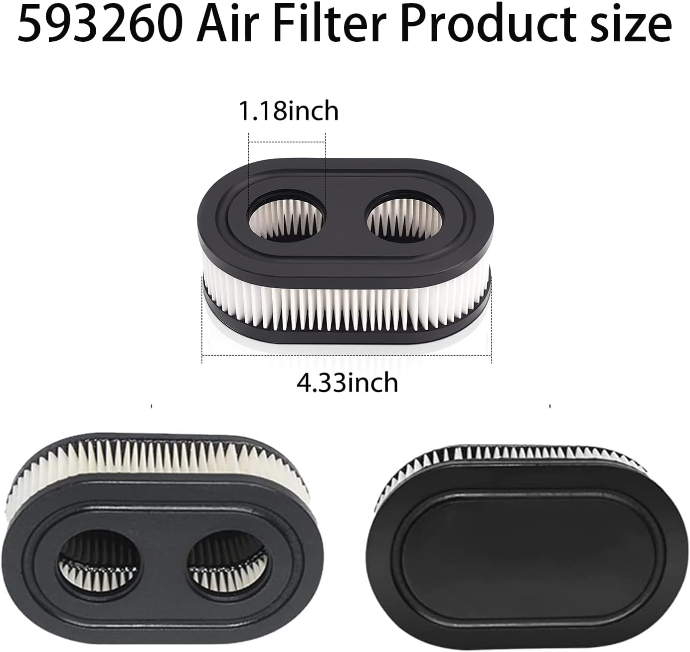 593260 Air Filter - Compatible Lawn Mower Air Cleaner Cartridge for BS 550E, 500EX, 625 Series
