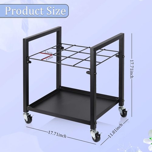 Blueprint Storage Rack - Metal Blueprint Holder Cart with Wheels | 12 Slots for Home & Office (Black)