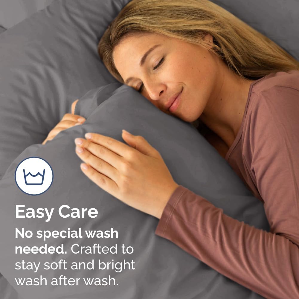 Skiennix Body Pillowcases Set of 2 | Soft, Breathable 20x54 Long Pillow Covers for Side Sleepers - Wrinkle-Free & Machine Washable (Dark Grey)