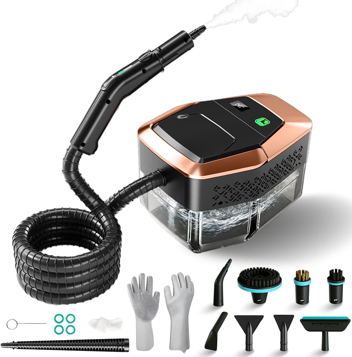 Skiennix Steam Cleaner - 3-Level Adjustable Steamer with Temp Display & 1.8L Tank | Fast Heat in 15s for Home & Car Cleaning