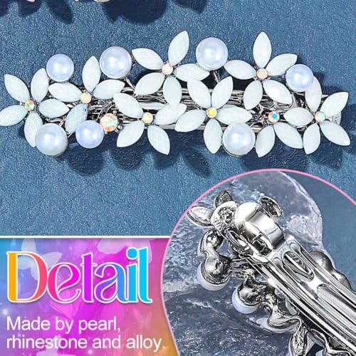 EASEDAILY Pearl Hair Barrettes - Floral French Hair Clips Pack of 2