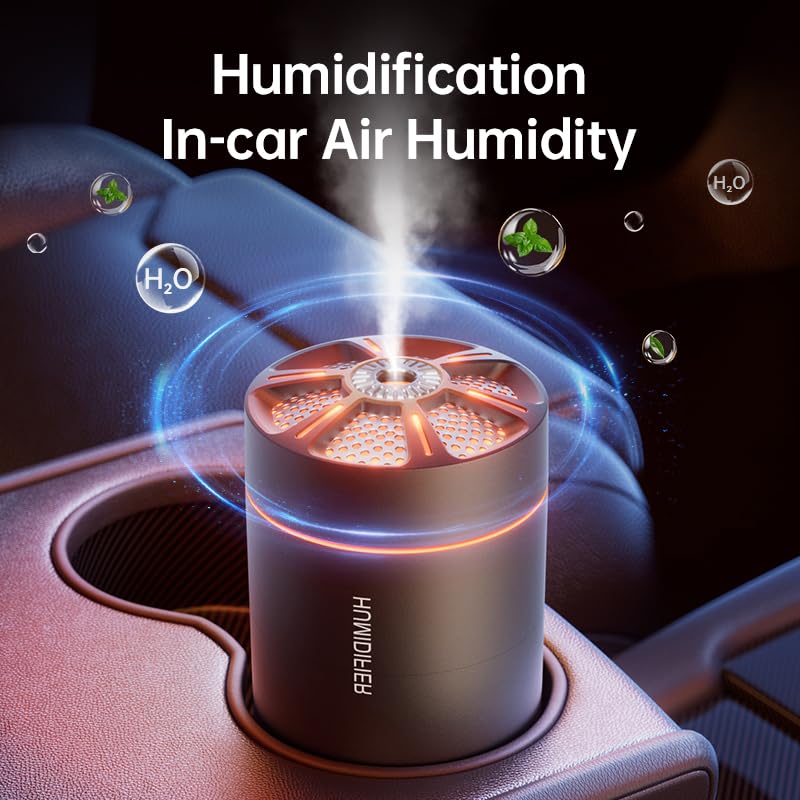 HKTOPCNE Black 180ml Portable USB Humidifier with Colorful Night Light, Auto Shut-Off, Quiet Mist for Home Car Office Travel