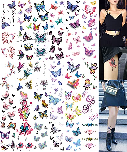 Butterfly Temporary Tattoos - 30 Pack Waterproof 3D Realistic Body Art