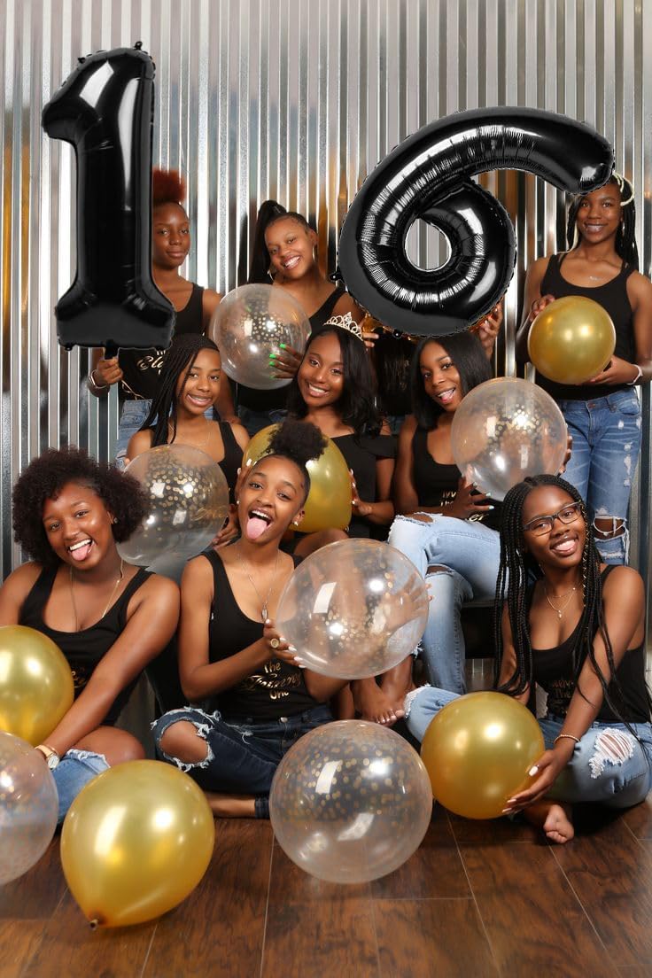 Number 16 Balloon by [Brand Name] - 40 Inch Black Number Balloon for Birthdays & Anniversaries