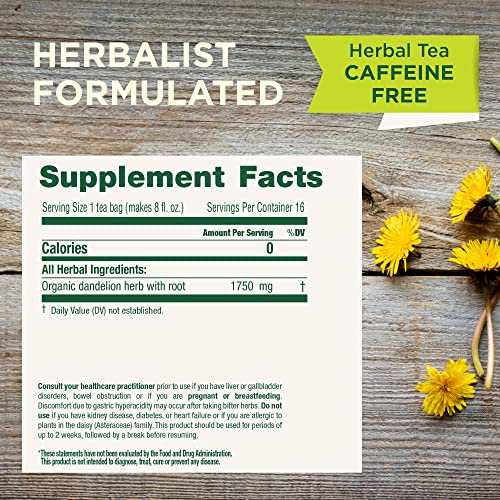 Traditional Medicinals Organic Dandelion Leaf & Root Tea, 16 Tea Bags