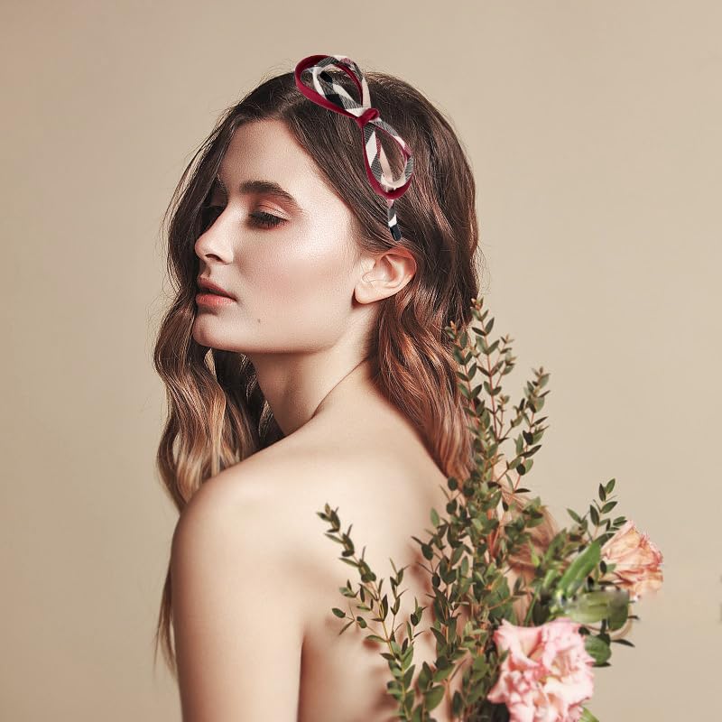 Lattice Skinny Bow Headband Lightweight Slim Bowknot Hair Accessory