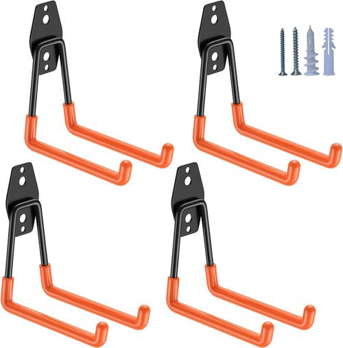 HUPBIPY Heavy Duty Garage Hooks - 5.1 Inch U-Shaped Wall Mounted Tool Organizer | 4 Pack for Ladders & Hoses