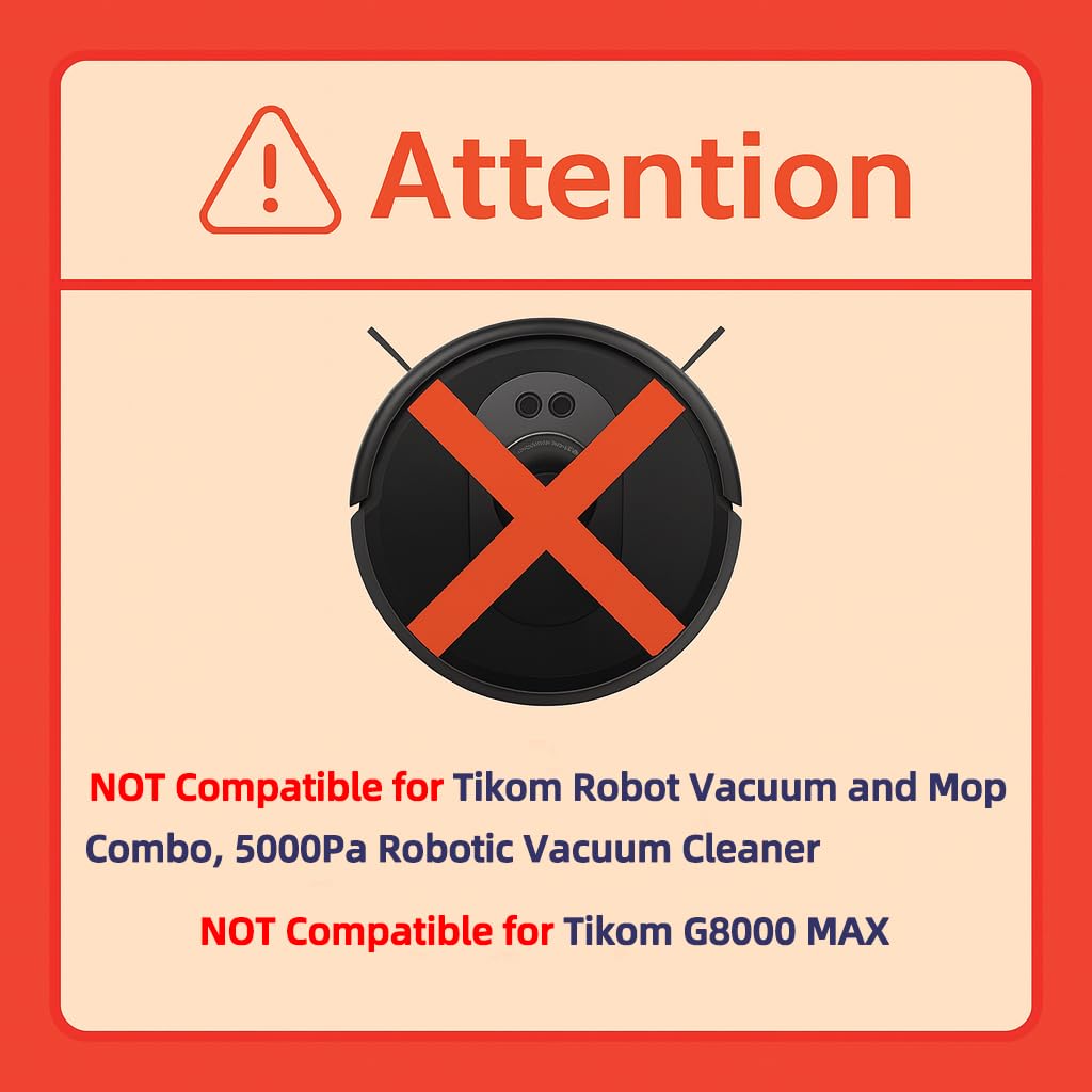 Vacking Replacement Parts fit for Tikom G8000/G8000 Pro, Honiture G20/G20 Pro, Laresar Evol 3/Evol 3s, Airzeen G20 Pro, 2 Roller Brushes, 4 Mop Pads,6 Filters,10 Side Brushes,1 Tool【NOT for G8000 MAX】