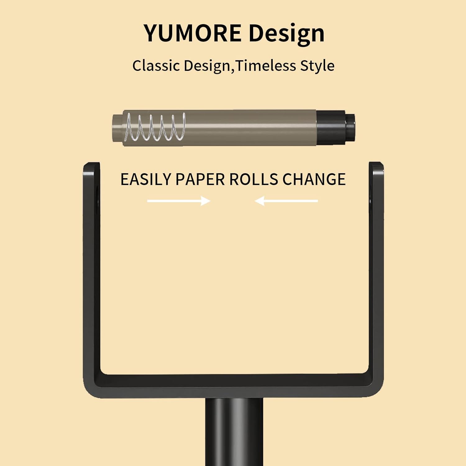 YUMORE Heavy Duty Toilet Paper Holder Stand - Extra-Weighted Base, Stainless Steel, Matte Black