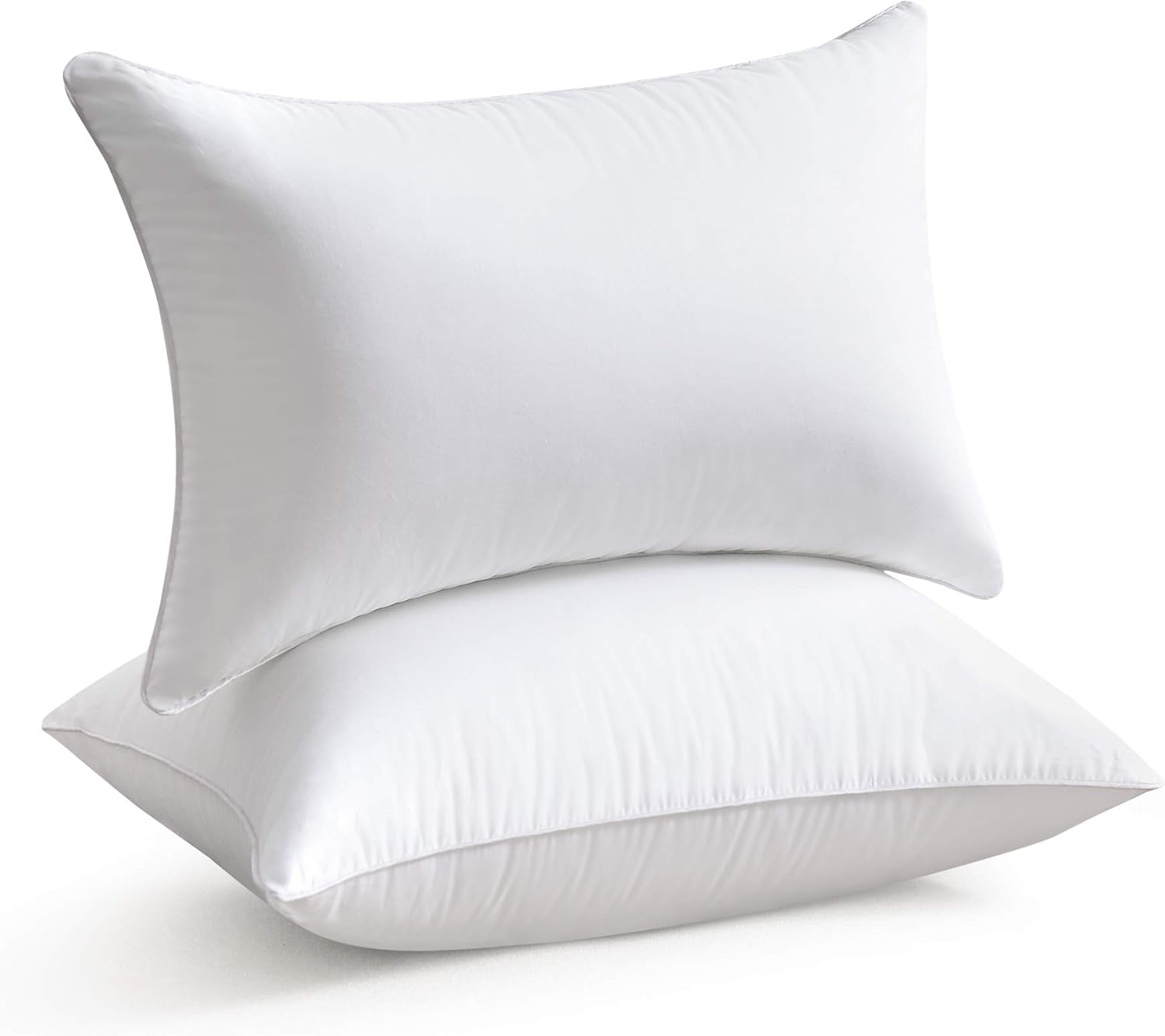 Oubonun Lumbar Pillow Set of 2 - 100% Cotton Decorative Rectangle Inserts - White Sofa Pillows