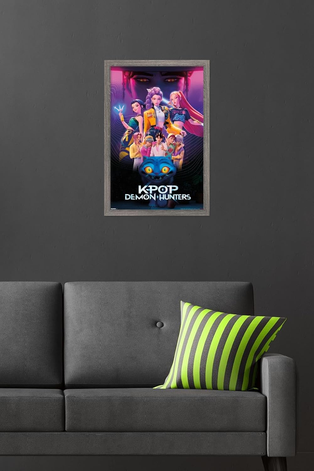 Netflix KPop Demon Hunters Wall Poster - Barnwood Framed, 22.4L x 14.7W for Stylish Decor