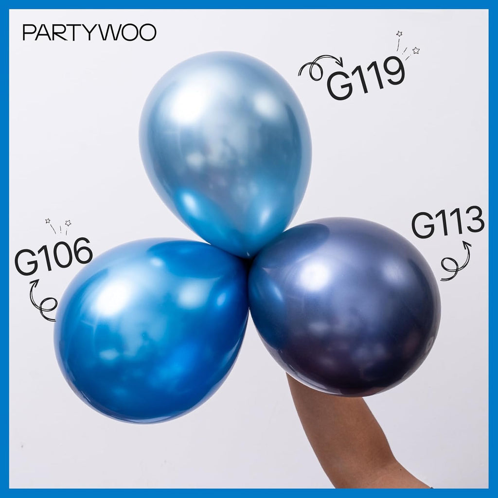 PartyWoo Metallic Light Blue Balloons - 50 Pcs Mini 5-Inch Balloons for Graduation & Baby Showers