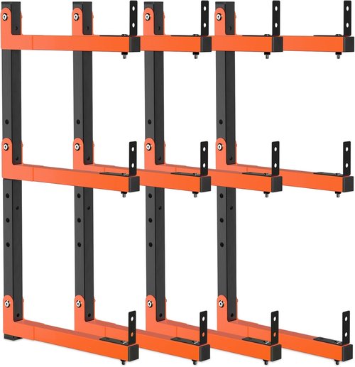 27" Lumber Storage Rack by [Brand Name] - Adjustable 6-Hole Wall Mount Metal Organizer for Garage (4 Pack)
