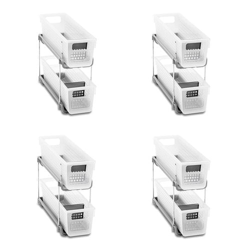 madesmart Mini 2 Tier Organizer, Pack of 4, Frost
